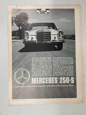 M198 Mercedes-Benz B&W Road Test Mercedes 1966 250 S Sedan 3 Pages Jul 1966 • $14.99