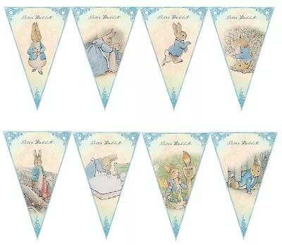 £7.99 • Buy Peter Rabbit Blue Bunting,Baby Shower,Nursery Decor,Birthday Party Bunting