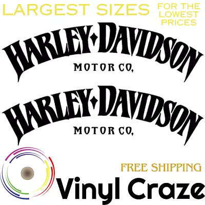 Set (2) Fits Harley Davidson Motorcycle Tanks Arched Logo ANY Color Vinyl Decals • $25.99