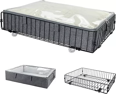 £44.95 • Buy UXZEB Under Bed Rolling Storage 6 Inch Low Profile Fabric Blanket Container