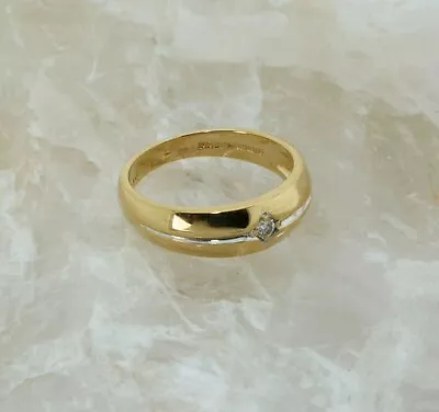 Vintage 14K Yellow Gold Art Carved Diamond Ring Size 7 Circa 1960 • $395