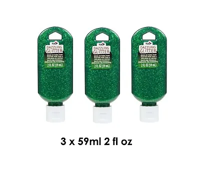 3x Tulip Dazzling Glitter Fabric Paint Emerald Green Christmas Sparkle 3x59ml • £12.99