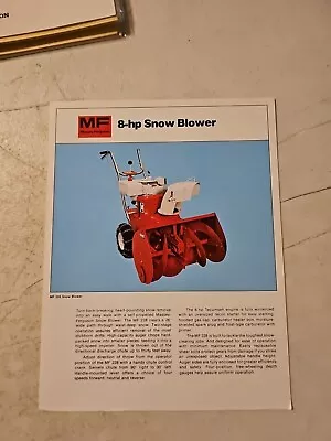 Vintage 1974 Massey-Ferguson 8-hp Snow Blower Sales Brochure SPEC Sheet  • $11.95