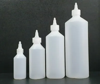 HDPE Plastic Bottles 100ml 250ml 500ml 1000ml Natural Twist - Top Cap White • £4.99