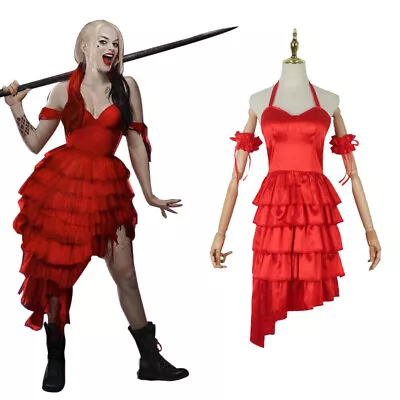 Cosplay Suicide Squad Harley Quinn Red Dress Halloween Carnival Suits Costumes • $42.90