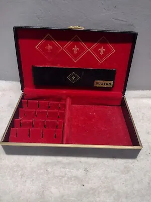 Vintage Lord Buxton Coat Of Arms Black Men's Jewelry Cuff Link Watch Box Valet • $19