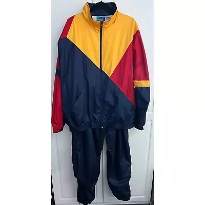 Vintage High Intensity Men's Nylon Colorblock Warm-Up Tracksuit Size XL Tall • $45