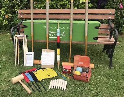 Harrods Croquet Set By Jaques Of London W Wooden Balls & Deluxe Hickory Mallets • £545