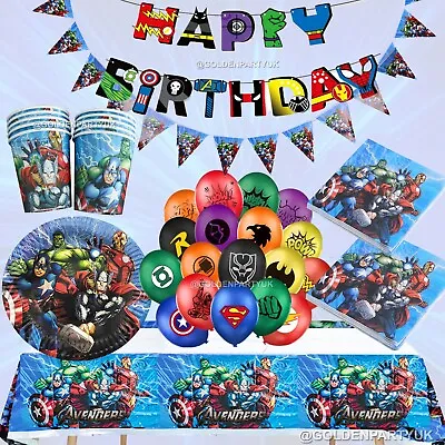 Marvel Avengers Balloons Party Supplies Happy Birthday Kids Boys Tableware Decor • £4.99
