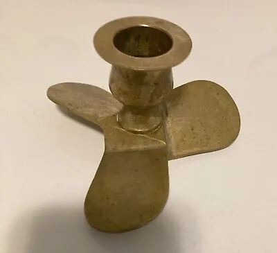 Vintage Brass Nautical Ship Boat Propeller Candlestick Candle Holder 2.5  Tall • $21.83
