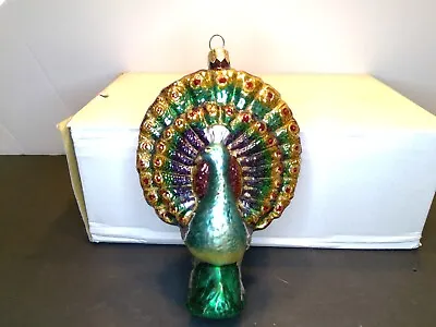 Vintage Blown Glass Made In Poland Colorful Peacock Ornament • $22.99