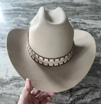John B. Stetson 4X Beaver Western Cowboy Hat Sahara Beige 7 3/8 Vintage - SHARP! • $159.95