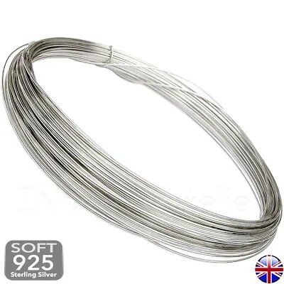 925 Sterling Silver SOFT ROUND WIRE 18 19 20 21 22 24 26 Gauge Jewellery Making • £6.99