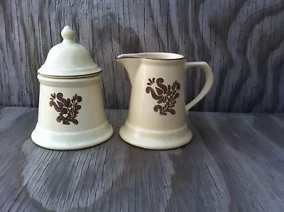 Pfaltzgraff Village Dishes Gold Large Lipped Creamer Cup & Sugar Bowl With Lid • $22.90