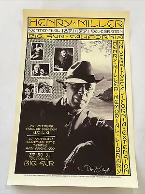 Henry Miller Museum Original Poster Signed David Singer UCLA San Francisco Party • $130