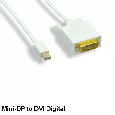 10' Mini DisplayPort To DVI-D 24+1 Cable Male/Male 32AWG Gold-Plated Connector • $19.34