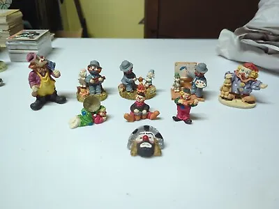 Lot Of 9 Miniature Resin Hobo Clown Figurines & Magnet All Under 3.5 Inches • $15