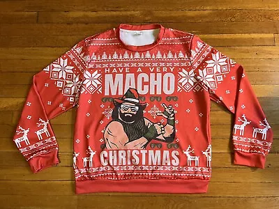 Macho Man Randy Savage Shirt Mens Extra Large Red Ugly Christmas Sweater WWE WWF • $26