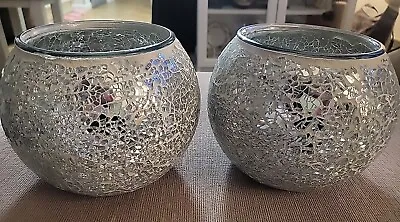 Silver Glass Crackle Fish Bowl Vase X 2 • £6