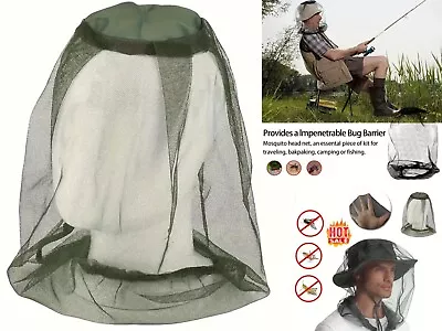 Midge Mosquito Head Net Hat Insect Fly Mesh Face Protector Travel Camping • £3.45