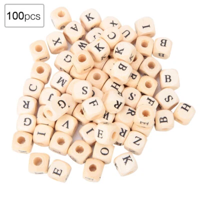 $8.80 • Buy 100pcs DIY Wooden Alphabet Letters Beads Jewelry Making Supplies 10x10mm