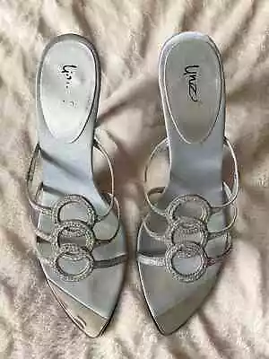 Womens Silver High Heels By Unze London Size EU39/US8/UK6 Glitter/Metallic • £30.90