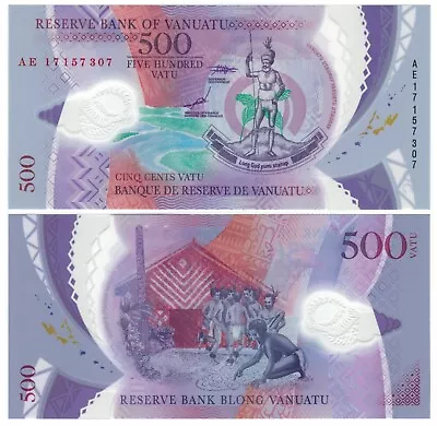 Vanuatu 500 Vatu (ND/2017) - Carvings/Drummers/Polymer/p-18 UNC • $9.95