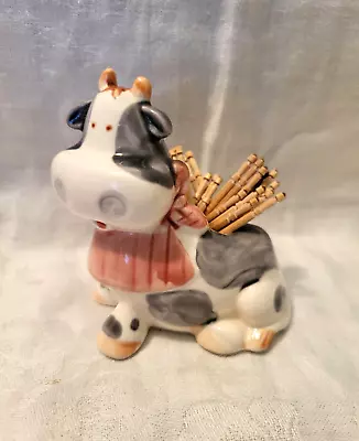 Vintage Brinn's Cow Toothpick Holder George Good Ceramic 3.25  1987 • $9.99