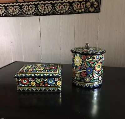 Vintage Set Floral Daher Rectangular & Round Tea Tin Containers England Holland • $25