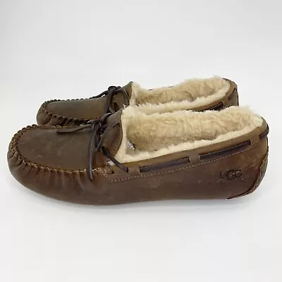 Ugg Olsen 1112441 Brown Fur Slip On Moccasins Slippers Size 11 • $64.77