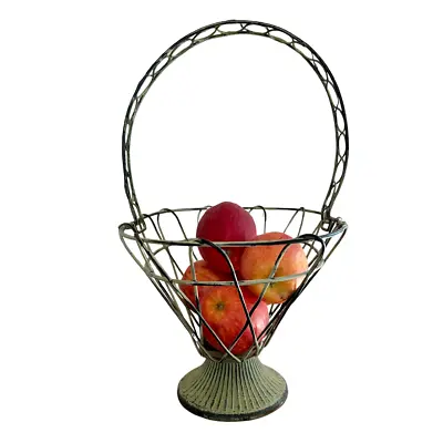 Vtg Heavy WIRE METAL Fruit BASKET French FARMHOUSE Rustic DECOR Primitive • $99