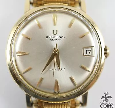 Universal Geneve Automatic 10k Gold-Filled Case Steel Band Men's Wrist Watch • $26