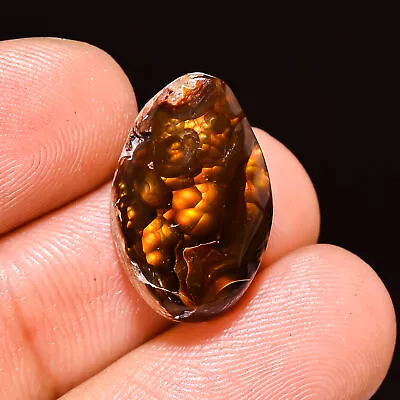 9.30 Cts Natural MEXICAN FIRE AGATE Free Form Gemstone Jewelry 11x18x5 Mm • $55.99