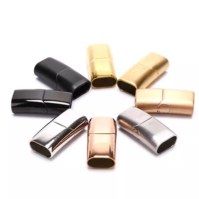 Stainless Steel Magnetic Clasp Hole For Leather Cord Buckle Bracelet Jewelry  FN • £2.92