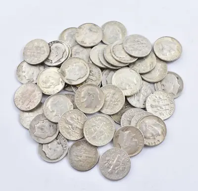 Roosevelt Dimes $10 Face Value 90% Silver 2 Rolls 100 Coin Bulk Lot Collection • $220.78