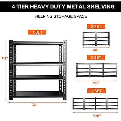 4/5-Tier Adjustable Shelving Heavy Duty Metal Storage Shelves Utility Warehouse • $85.86