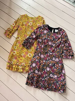 Set Of Two Joanie Clothing Dresses 60s 70s Style Retro Print Dresses Size 12 NEW • £65