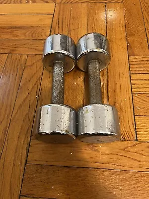 Pair 12lbs Chrome IVANKO Dumbbells Hand Weight RARE Vintage Round Head 24Lbs • $54.99