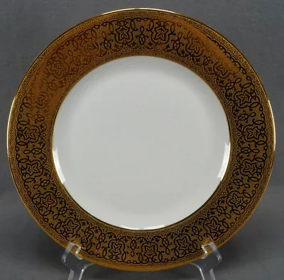 EPIAG Czech Coronet Gold Encrusted Floral Scrollwork 10 3/4 Inch Dinner Plate • $25