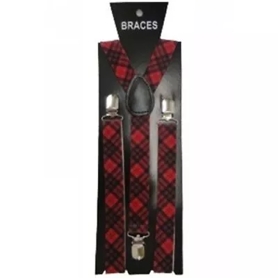 Men Braces 2.5cm Wide Adjustable Suspenders Elastic Plain Printed Camouflage PVC • £3.49