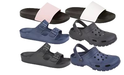 Men's Boys Beach Shower Mule  Slider Sandals Lightweight 7-12 • £6.99