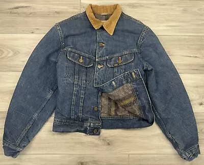 VTG 70s Lee Storm Rider Jacket Union Made Blanket Lined Denim Fits 36/Small • $115