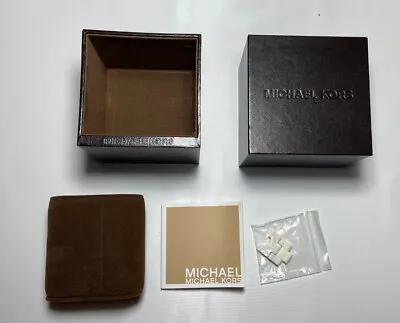 Authentic Michael Kors Empty Brown Watch Box Cube With Pillow Manual 2 Links • $15.99