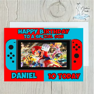 Personalised Birthday Card Mario Kart Any Name/age/relation/occasion.  • £2.99