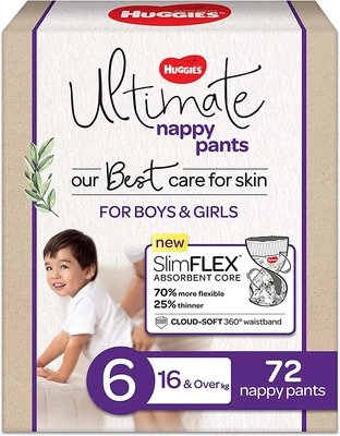 $76.20 • Buy HUGGIES Ultimate Nappy Pants Size 6 (16Kg & Over) 72 Pack