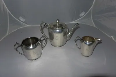 Antique Silver Plate W&H Walker & Hall Sheffield Tea Pot Sugar Bowl Milk Jug CR • £39.99