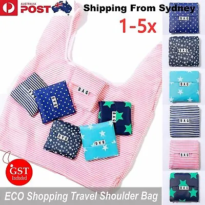 UP 5pcs Reusable Foldable Recycle Grocery Shopping Carry Bags Tote Handbags Eco • $3.89