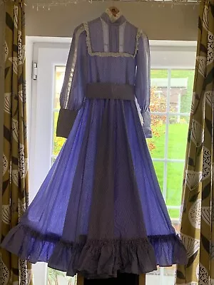 TWO VINTAGE 1970s Laura Ashley Blue Prairie Bridesmaid Dresses UK 8-10 • £140
