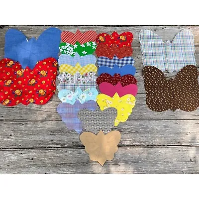 Vintage 1950s Lot Of 70 Butterfly Quilt Blocks Floral Plaid Chambray • $42