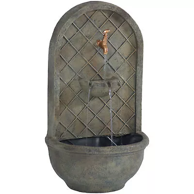 Messina Polystone Outdoor Wall Fountain - Florentine Stone By Sunnydaze • $149